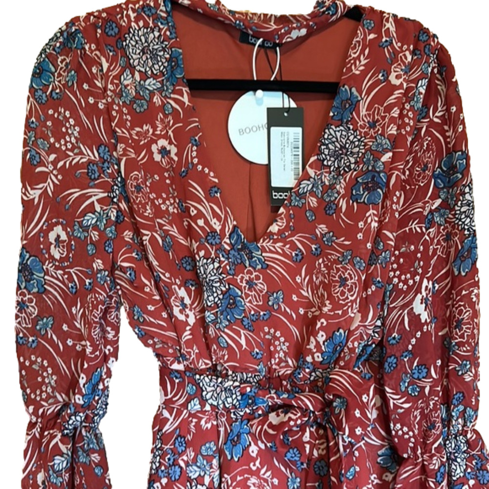 Gabriella bohemian tie detail rust maxi dress​ - Picture 3 of 7